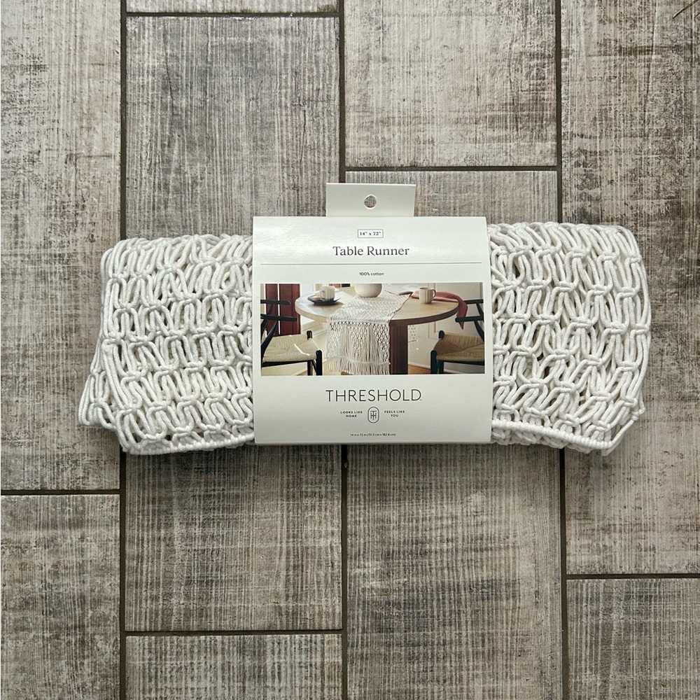 Threshold Cream Macrame Table Runner 14x72in NWT - Picture 2 of 6